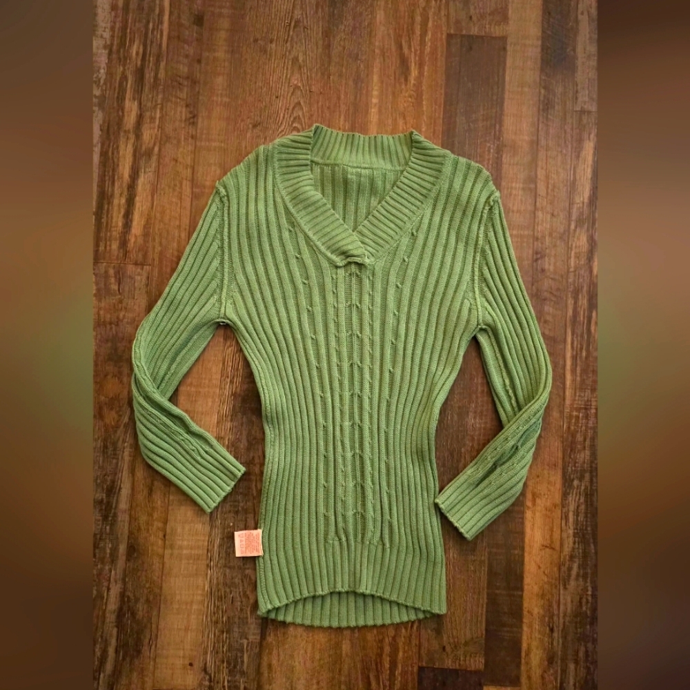 Faded Glory Green Ribbed Women's Sweater